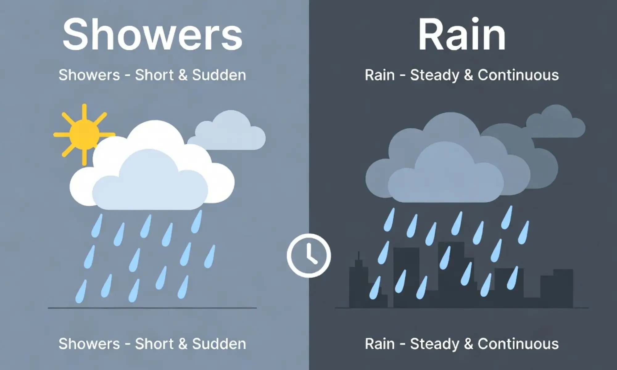 difference between showers and rain