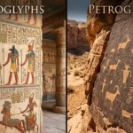 difference between hieroglyphs and petroglyphs