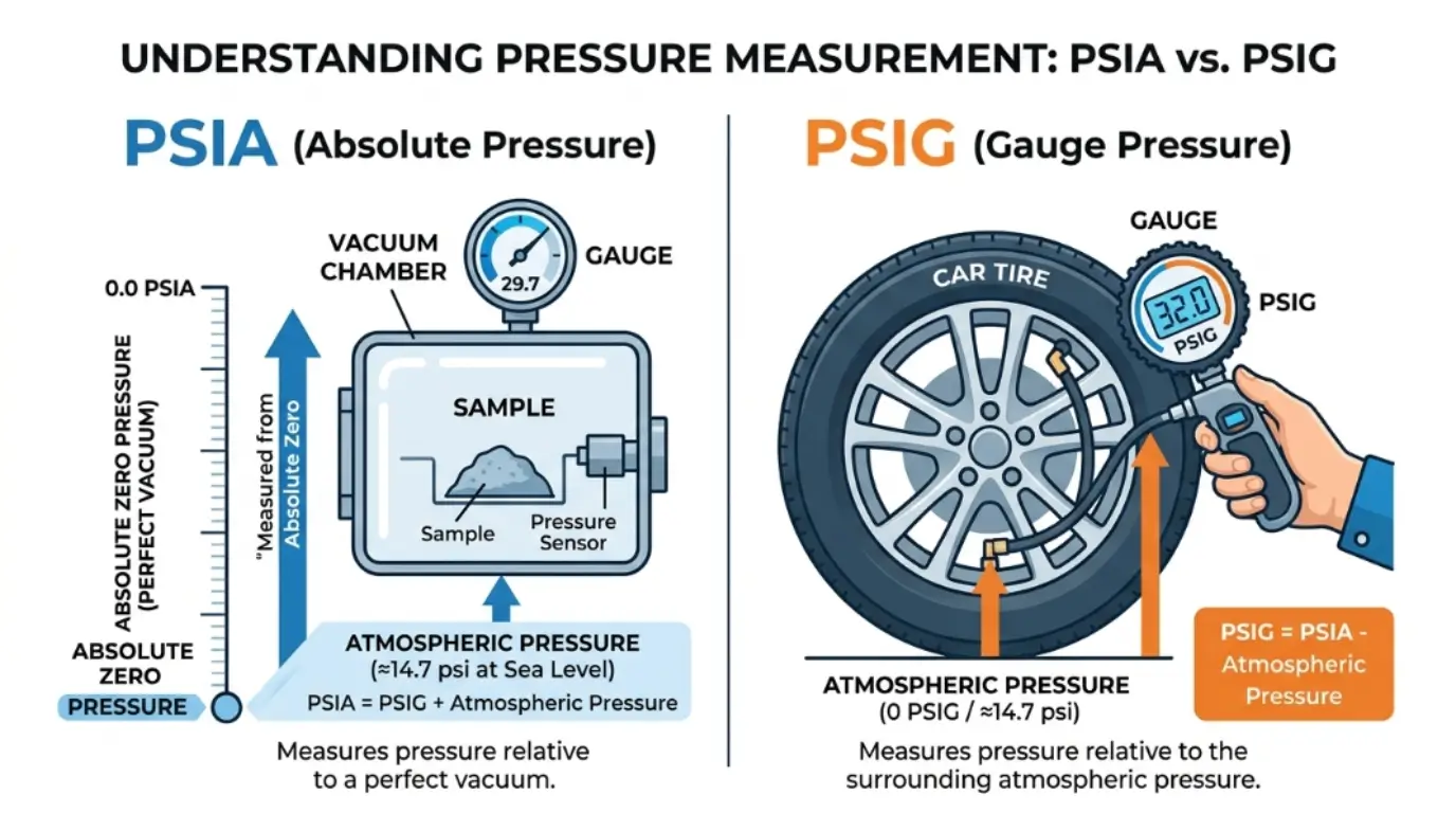 difference between psia and psig