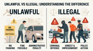 difference between unlawful and illegal