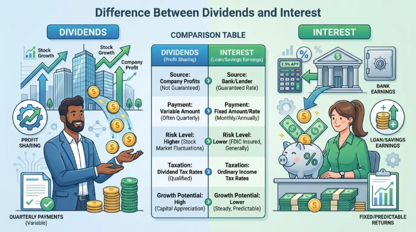 difference between dividends and interest