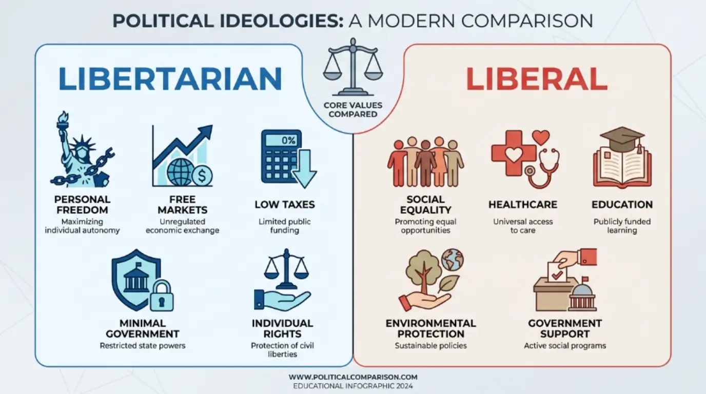 difference between libertarian and liberal