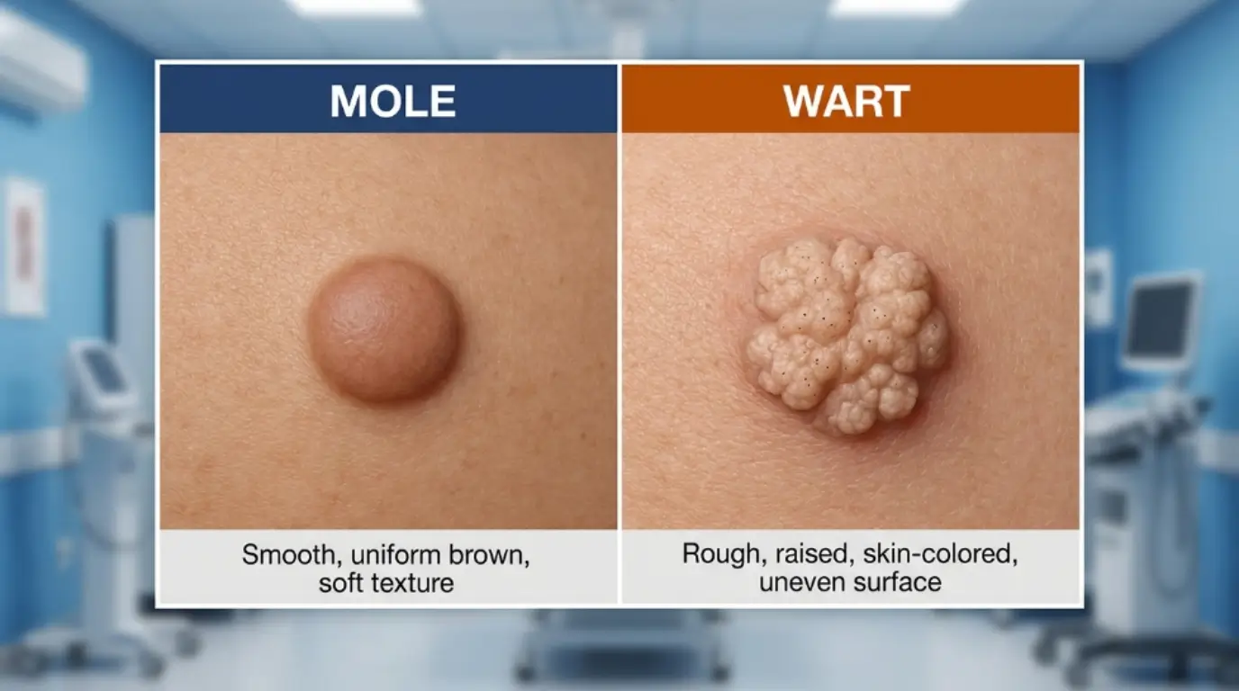 difference between mole and wart