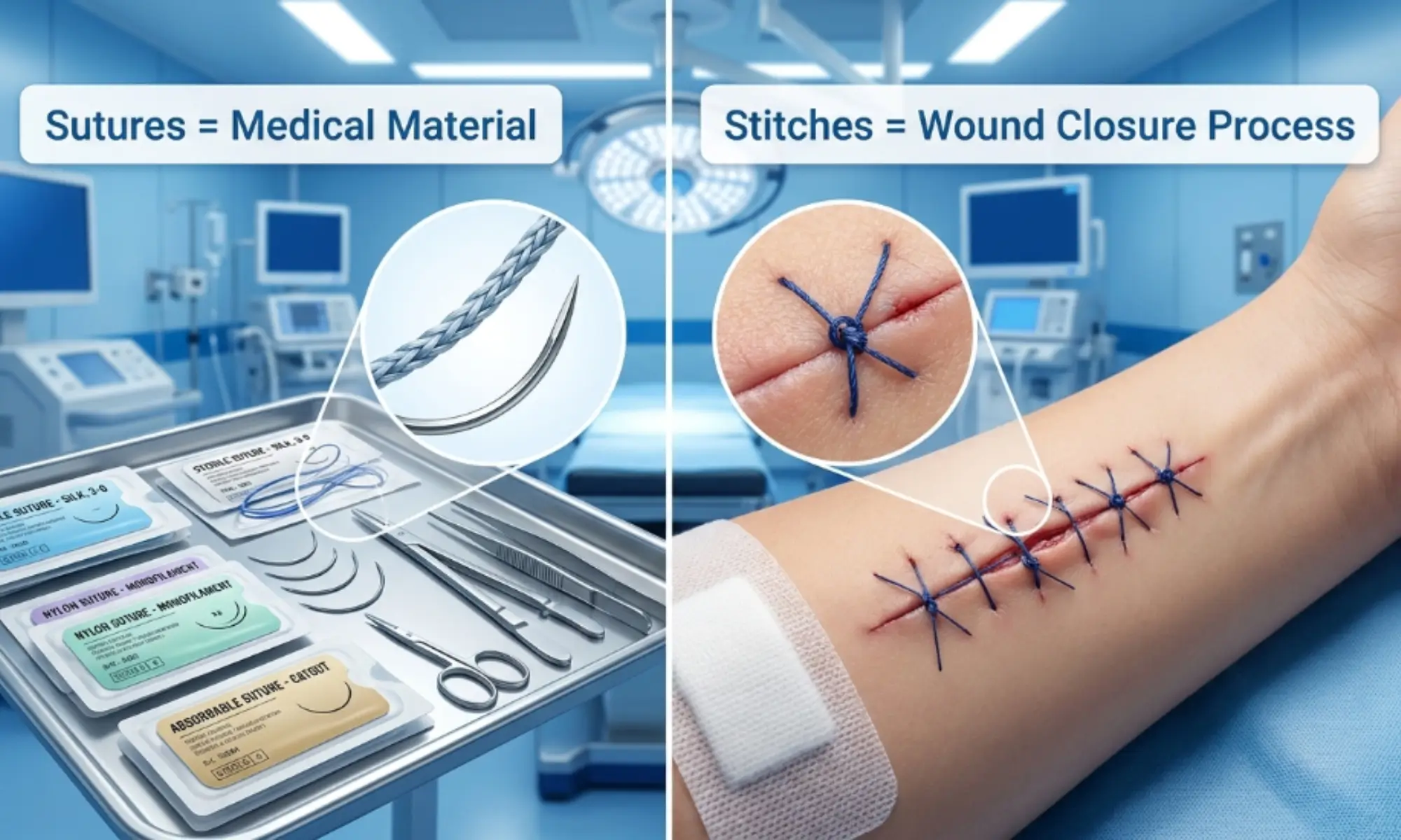 difference between sutures and stitches