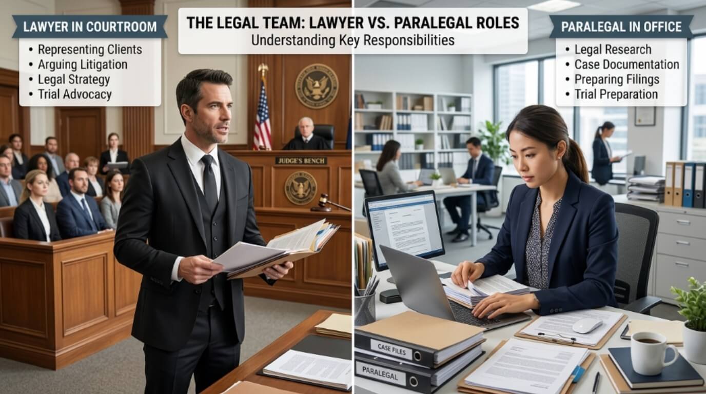 difference between lawyer and paralegal
