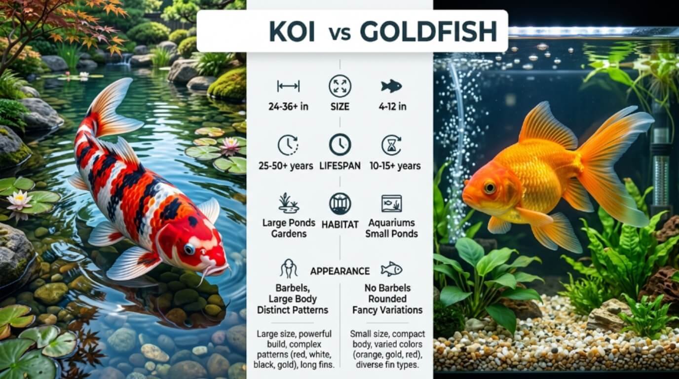 difference between koi and goldfish