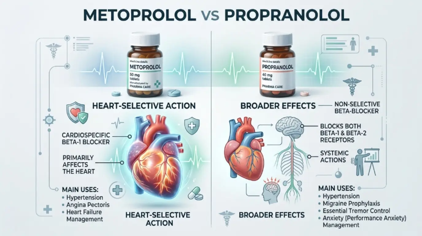 difference between metoprolol and propranolol