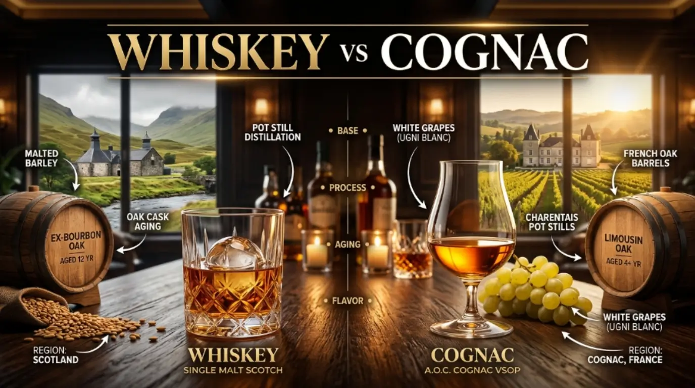 difference between whiskey and cognac